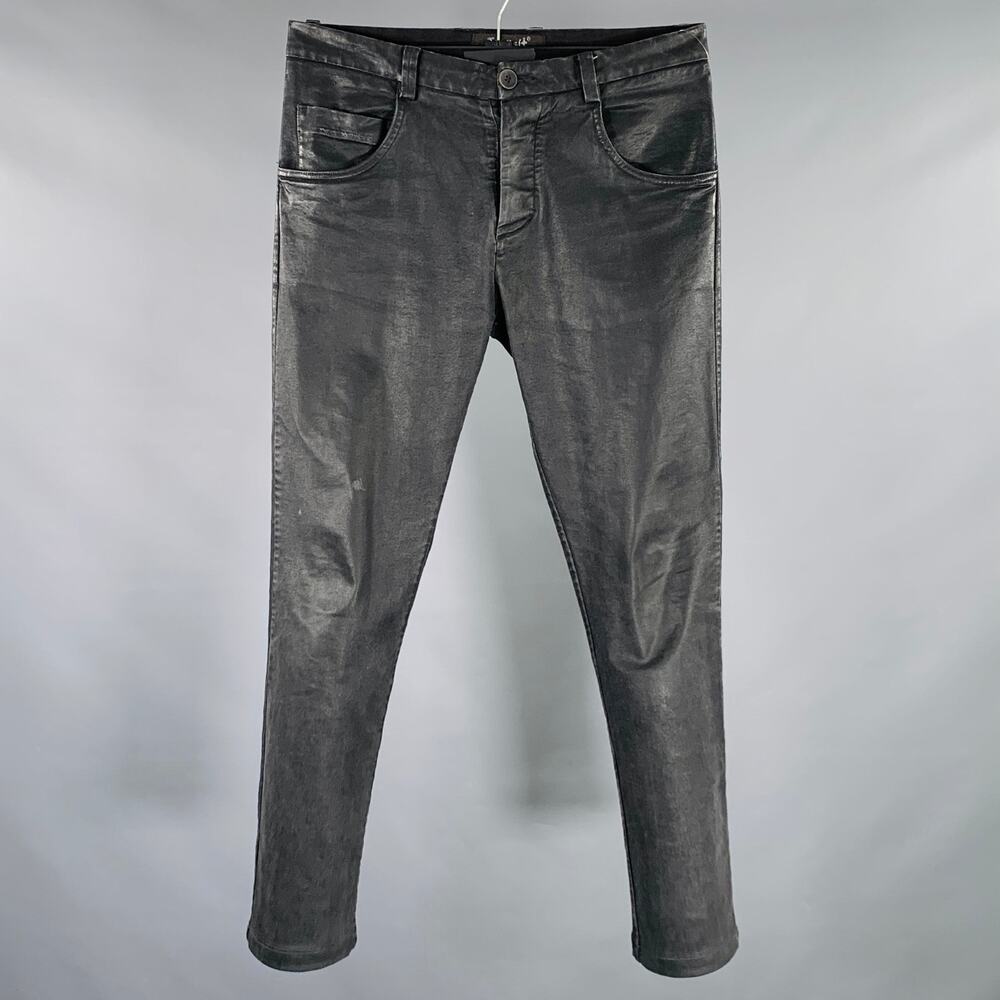 TRANSIT Size XS Grey Charcoal Coated Cotton Blend Jeans